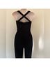 Black Halo Solid Black Jumpsuit Size 4 - photo 6