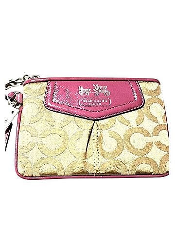 Coach Madison Op Art Signature Pleated Wristlet Leather Wristlet (view 1)