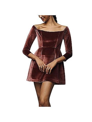 Anthropologie Hutch Long-Sleeve Square-Neck Mini Dress Casual Dress (view 1)