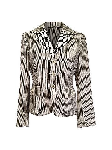 Max Mara Max Mara Striped Blazer in Beige Cotton (view 1)