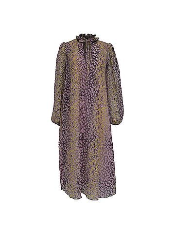 Ganni Ganni Leopard-Print Midi Dress in Multicolor Polyester (view 1)