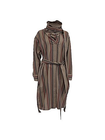 Acne Acne Studios Belted Striped Midi Shirt Dress in Multicolor Wool (view 1)