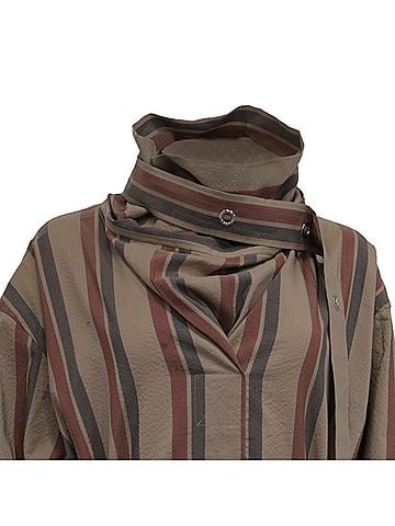 Acne Acne Studios Belted Striped Midi Shirt Dress in Multicolor Wool (view 2)