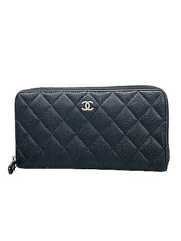 Chanel Chanel long wallet, Matelassé caviar leather, black, women's. (view 1)
