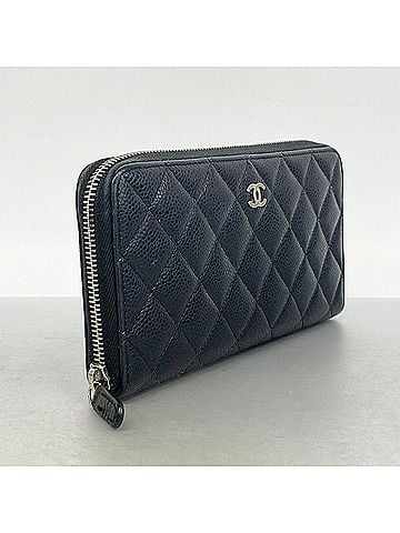 Chanel Chanel long wallet, Matelassé caviar leather, black, women's. (view 2)