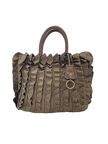 Prada PRADA Frill Handbag Brown (view 1)