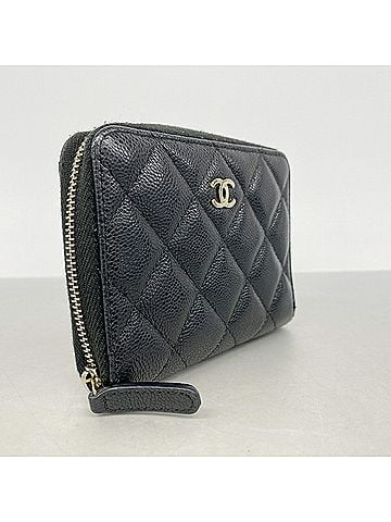 Chanel Chanel Matelassé Caviar Leather Wallet, Black/Champagne, Women's, OP018153 (view 2)