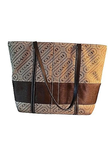 Coach Lozenge Tote Shoulder Bag Medium with Zipper Closure Leather Tote (view 1)