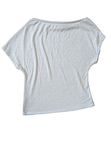 Reiss Asymmetric Dolman Silver Metallic Short Sleeve Blouse (view 2)