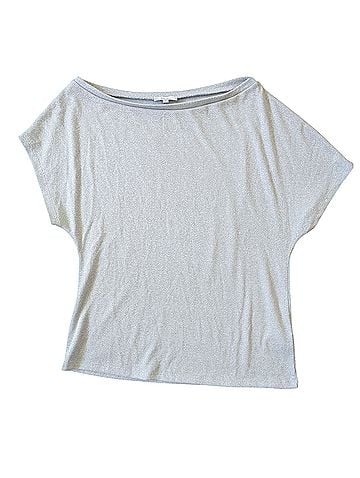 Reiss Asymmetric Dolman Silver Metallic Short Sleeve Blouse (view 1)