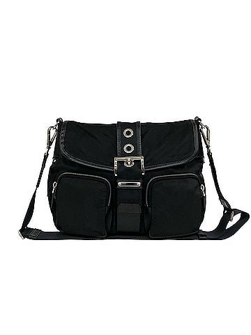 Prada PRADA Prada Triangle Logo Hardware Tessuto Nylon Saffiano Leather Genuine Shoulder Bag Tote Black 30676 (view 1)