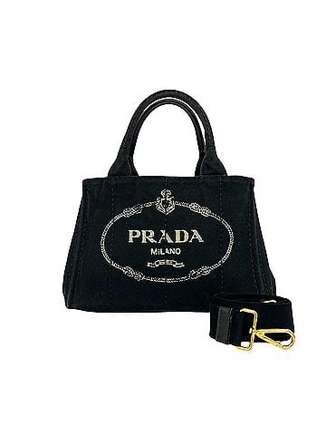 Prada PRADA Canapa Logo Print Canvas 2-Way Shoulder Bag Mini Tote Black 27719 (view 1)
