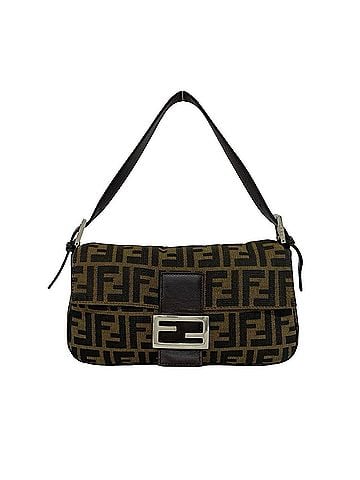 Fendi FENDI Vintage Mamma Bucket Zucca FF Pattern Canvas Leather Handbag Brown Black 23941 (view 1)