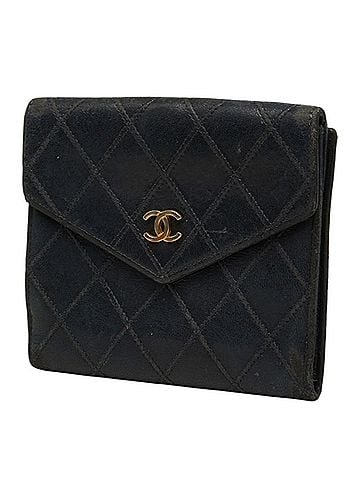 Chanel Chanel Coco Mark Bicolore Bi-fold Wallet, Black Leather, Women's CHANEL (view 2)