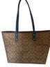 Coach 100% Leather Print Brown Blue Leather Tote One size - photo 2