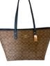 Coach 100% Leather Print Brown Blue Leather Tote One size - photo 1