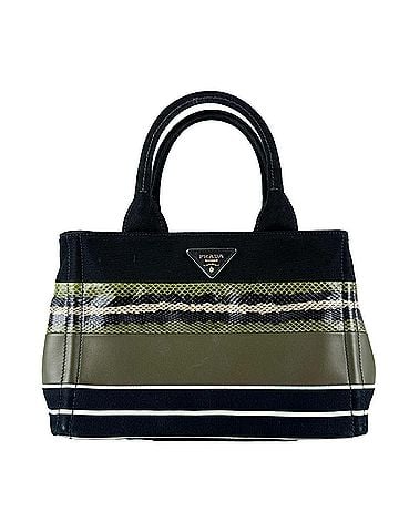 Prada Prada PRADA handbag shoulder bag Canapa canvas leather black khaki women's z10783 (view 1)