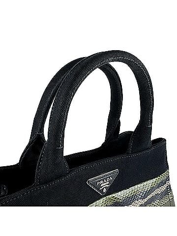 Prada Prada PRADA handbag shoulder bag Canapa canvas leather black khaki women's z10783 (view 2)
