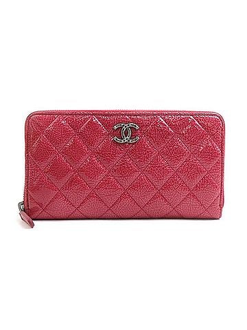 Chanel Chanel CHANEL Round Zip Long Wallet Patent Leather Pink Women's r11385a (view 1)