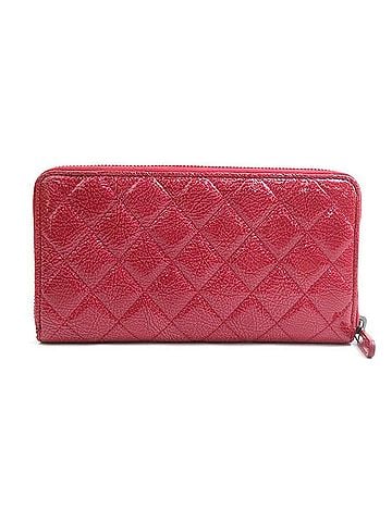 Chanel Chanel CHANEL Round Zip Long Wallet Patent Leather Pink Women's r11385a (view 2)