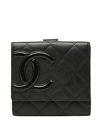 Chanel Chanel Matelassé Coco Mark Cambon Line Bi-fold Wallet, Black Leather, Women's CHANEL (view 1)