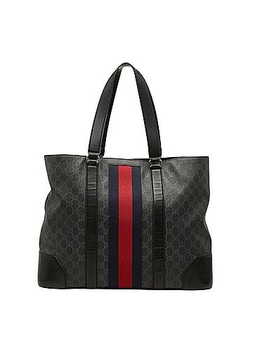 Gucci Gucci GG Supreme Sherry Line Tote Bag 495560 Black Gray Leather Women's GUCCI (view 1)