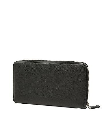 Prada Prada Logo Long Wallet, Round Zipper, Black Leather, Women's PRADA (view 2)