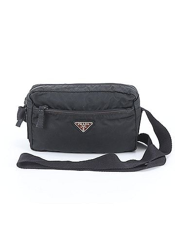 Prada Prada Tessuto Nylon Triangle Logo Leather Shoulder Bag, Black, Women's (view 1)