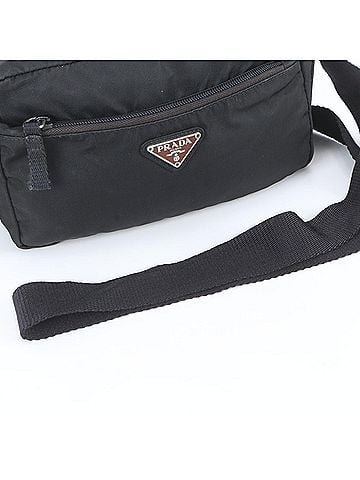 Prada Prada Tessuto Nylon Triangle Logo Leather Shoulder Bag, Black, Women's (view 2)