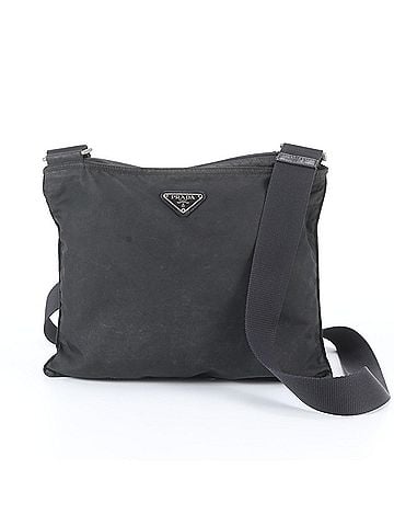 Prada Prada Tessuto Nylon Triangle Logo Leather Shoulder Bag Messenger Black Men's (view 1)