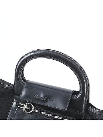 Salvatore Ferragamo Salvatore Ferragamo Gancini Leather Nylon Tote Bag Handbag Black Women's (view 2)