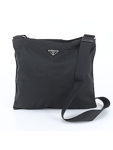 Prada Prada Tessuto Nylon Triangle Logo Leather Shoulder Bag Messenger Black Men's (view 1)