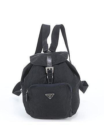 Prada Prada Tessuto Nylon Triangle Logo Leather Backpack, Black, Women's (view 1)