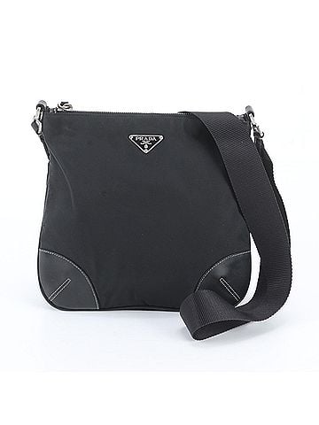 Prada Prada Tessuto Nylon Triangle Logo Leather Shoulder Bag, Black, Men's (view 1)