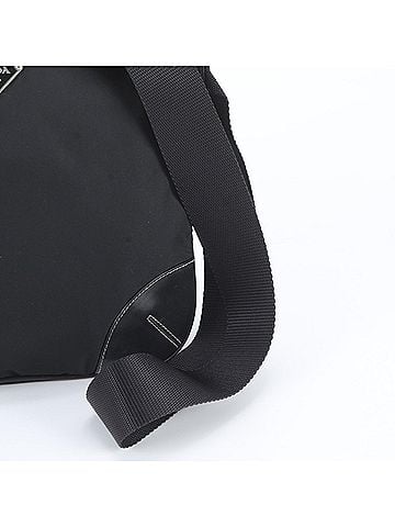 Prada Prada Tessuto Nylon Triangle Logo Leather Shoulder Bag, Black, Men's (view 2)