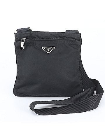 Prada Prada Tessuto Nylon Triangle Logo Leather Shoulder Bag, Black, Men's (view 1)