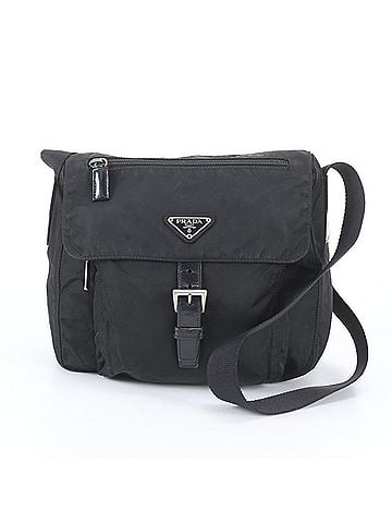 Prada Prada Tessuto Nylon Triangle Logo Leather Shoulder Bag Messenger Black Men's (view 1)