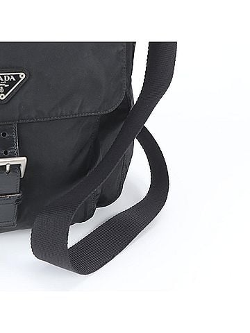 Prada Prada Tessuto Nylon Triangle Logo Leather Shoulder Bag Messenger Black Men's (view 2)