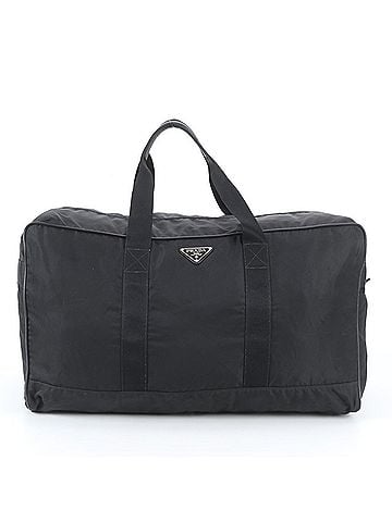 Prada Prada Tessuto Nylon Triangle Logo Leather Boston Bag Tote Black Men's (view 1)
