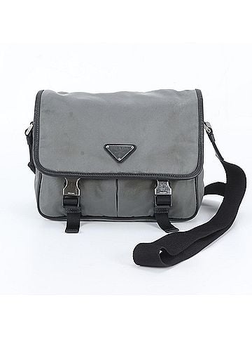 Prada Prada Tessuto Nylon Triangle Logo Shoulder Bag Messenger Bag, Gray, Men's (view 1)