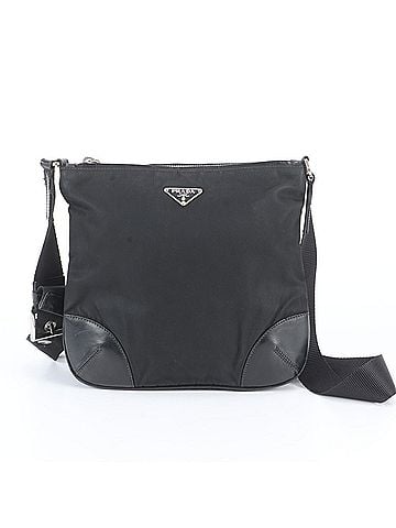 Prada Prada Tessuto Nylon Triangle Logo Leather Shoulder Bag Messenger Black Men's (view 1)