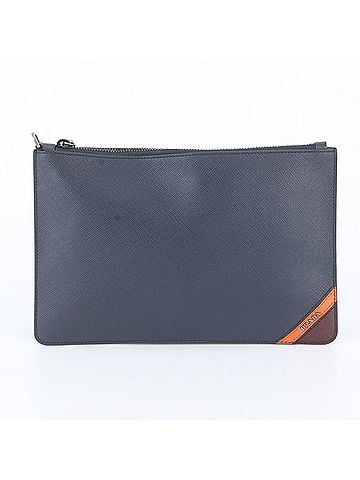 Prada Prada Saffiano Leather Second Bag Clutch Pouch Business Navy Blue Men's (view 1)