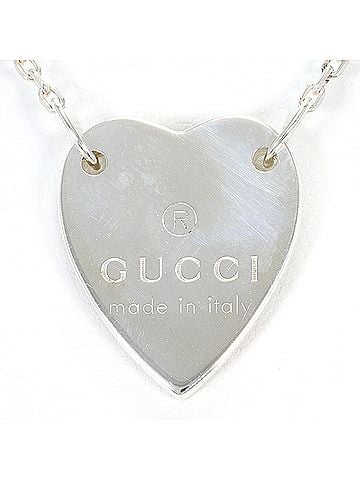 Gucci Gucci trademark heart silver necklace, total weight 8.3g, 48cm, like new. (view 1)