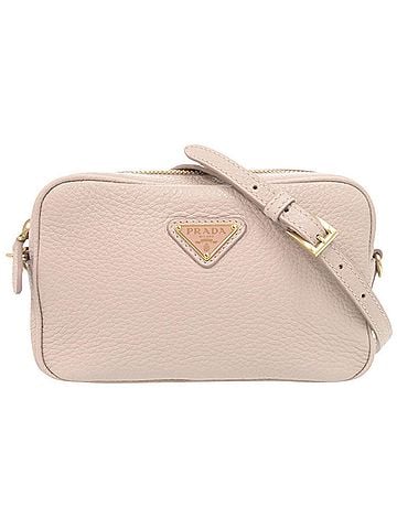 Prada Prada Triangle Logo Mini Bag 1NF060 Leather Pink Beige Shoulder 1697PRADA (view 1)