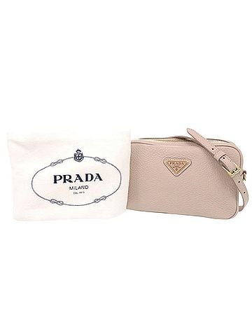 Prada Prada Triangle Logo Mini Bag 1NF060 Leather Pink Beige Shoulder 1697PRADA (view 2)