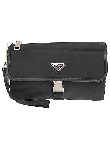 Prada Prada Triangle Logo 2NH011 Nylon Black Clutch Bag Second 0503PRADA (view 1)