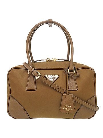 Prada Prada Re-Edition 1978 Medium Triangle Logo Nylon Leather Brown 2-Way Handbag Shoulder Bag 1377PRADA (view 1)