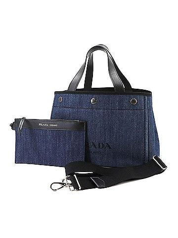 Prada Prada 2-way Hand/Shoulder Handbag, Denim Leather, Blue/Black, 1BG311, Silver Hardware. (view 1)