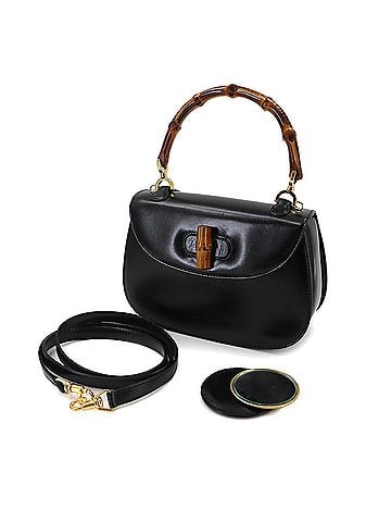 Gucci Gucci Bamboo Mini 2-way Hand/Shoulder Handbag, Leather, Black, 000 2046 0188, Gold Hardware, Bag (view 1)
