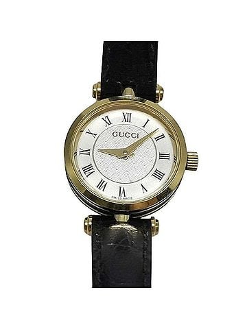 Gucci GUCCI watch 2040L, silver, gold, black stainless steel, leather strap, women's. (view 1)